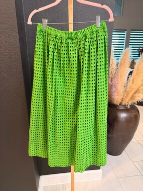 kate spade Neon Green Eyelet Midi Skirt